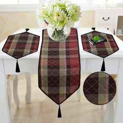 Janeta Check 3 Pcs Quilted Table Runner Set