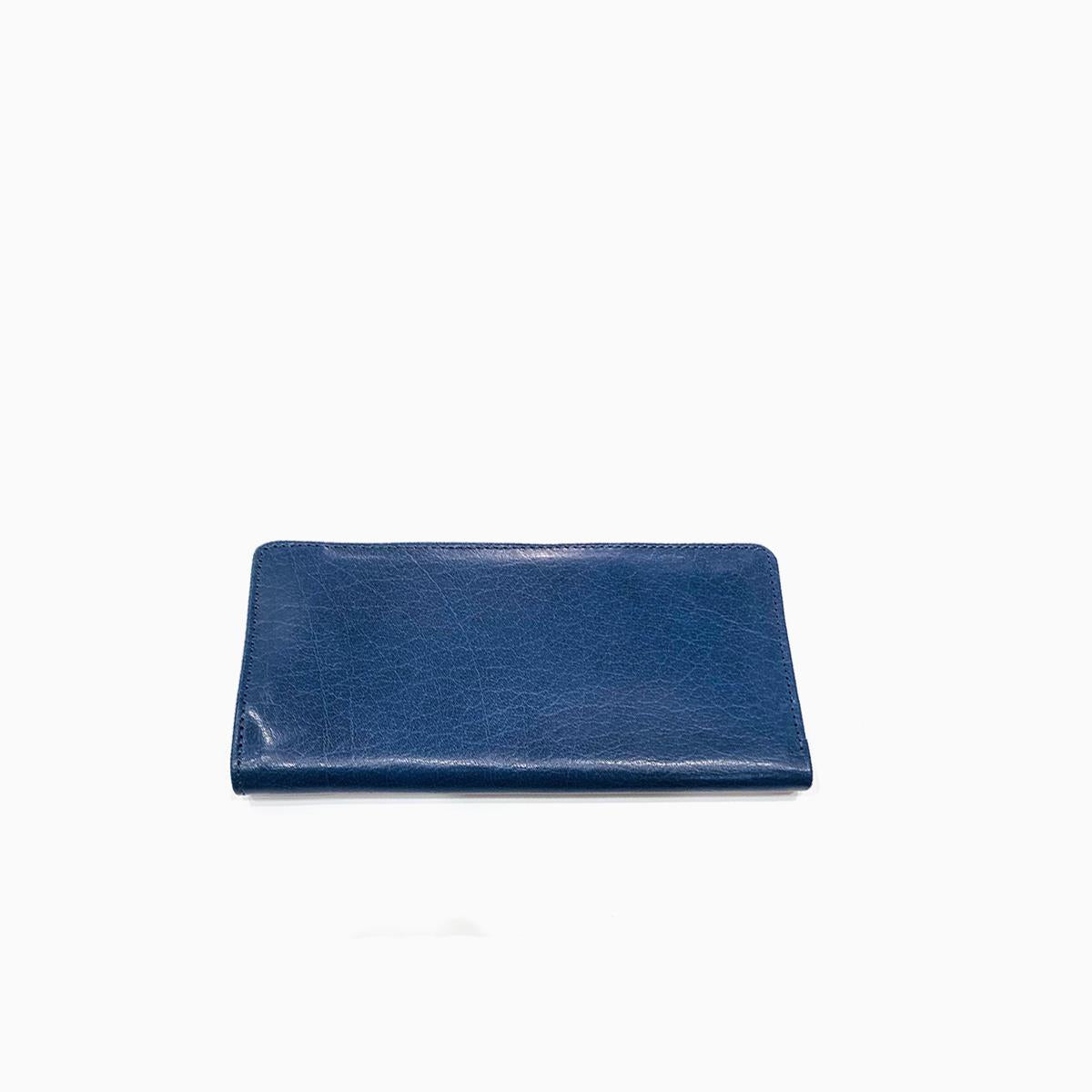 Jonas Leather Long Wallet Blue