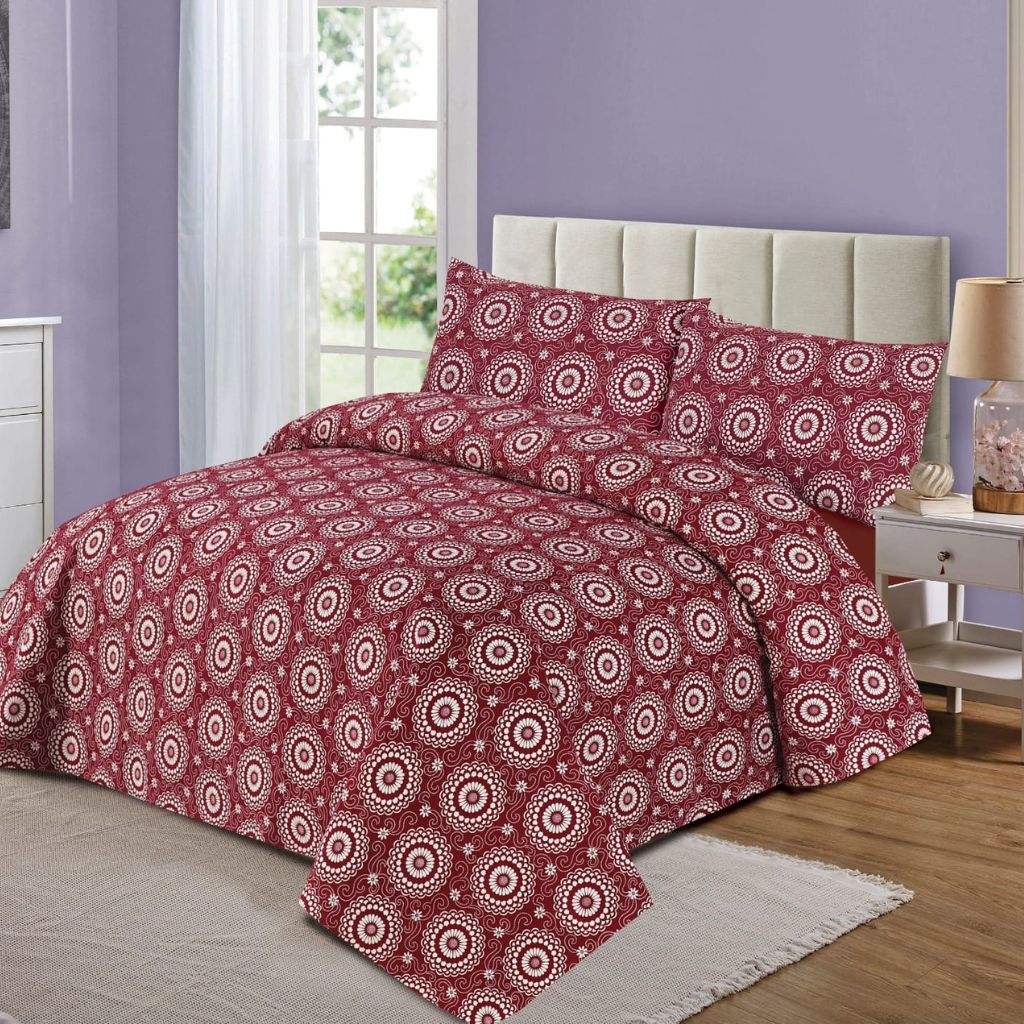 Jovial 3 Pcs Bedding Set Maroon