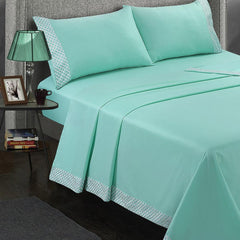 Juliana Embroidered 3 Pcs Bed Sheet Set Sea Green