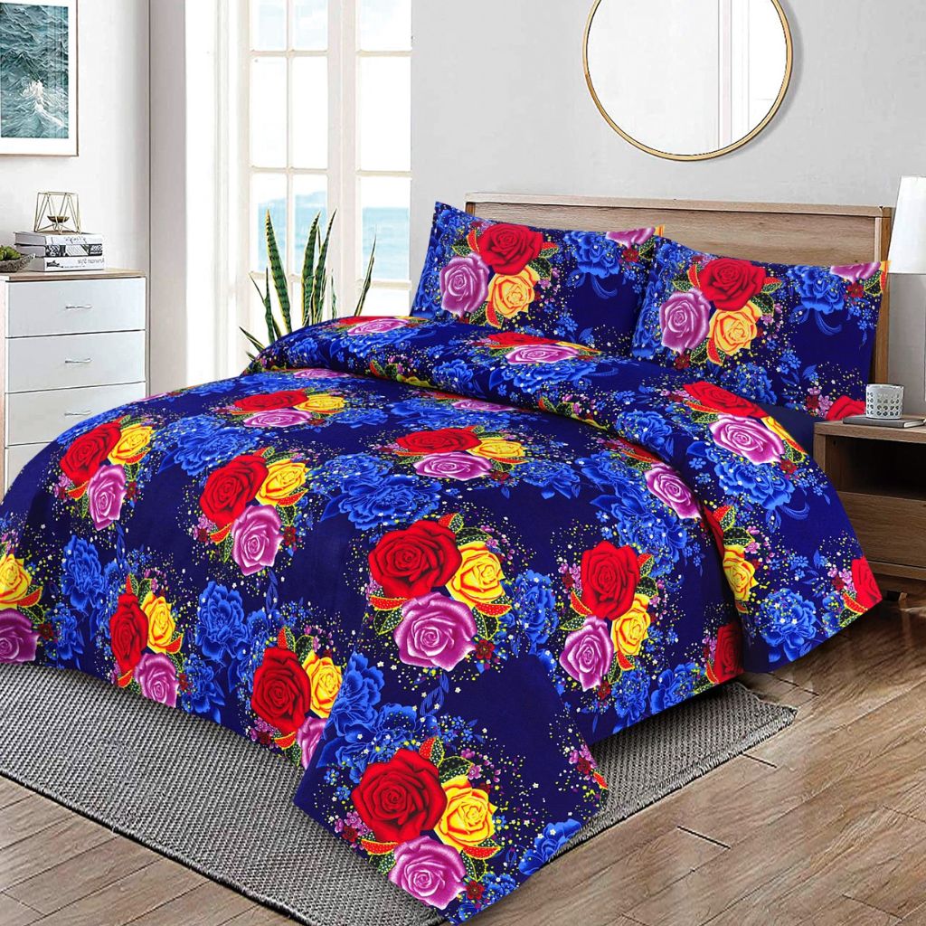 Julienne Floral 3 Pcs Bedding Set Blue