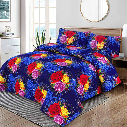 Julienne Floral 3 Pcs Bedding Set Blue 1024