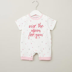 Juniors Slogan Print Romper with Short Sleeves