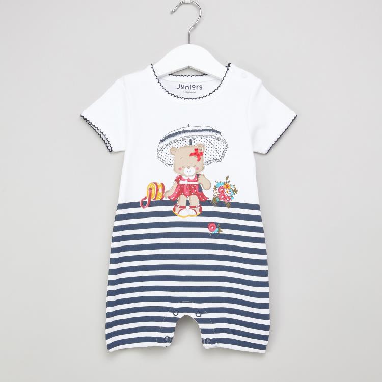 Juniors Striped Short Sleeves Romper ( 3-6 ) Months