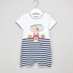 Juniors Striped Short Sleeves Romper ( 3-6 ) Months