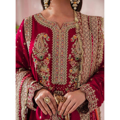 Kaira 3 Pcs Embroidered Luxury Suit Maroon