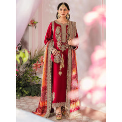 Kaira 3 Pcs Embroidered Luxury Suit Maroon