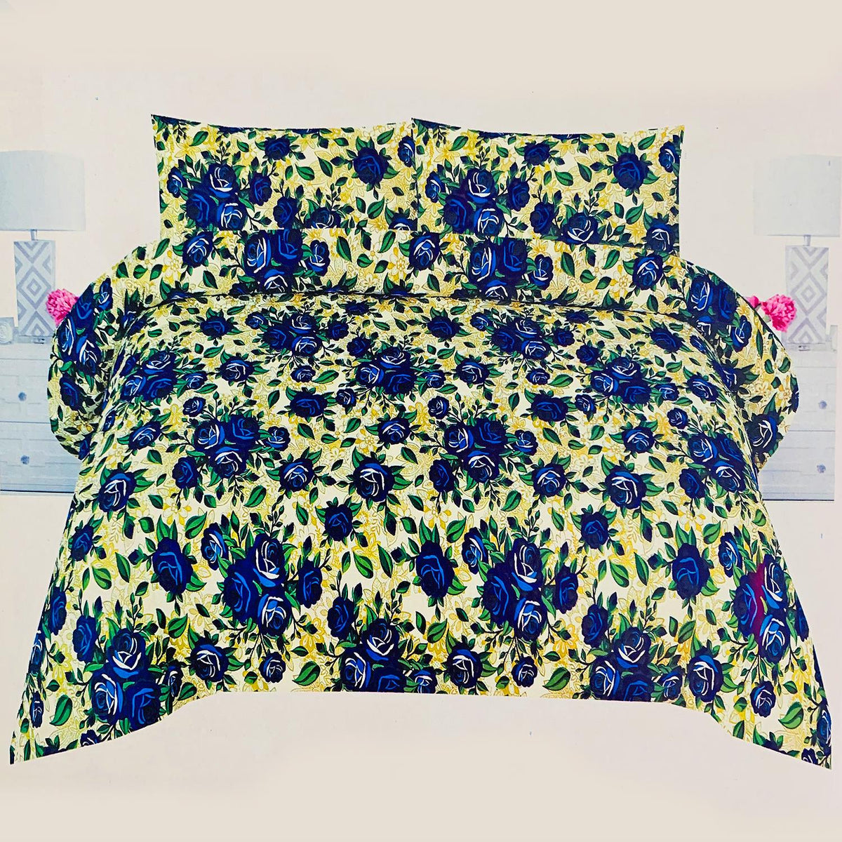 Kapila Floral 3 Pcs Bedding Set Blue