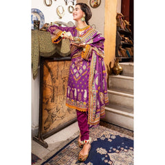 Khaadi 3 Pcs Unstitched Printed Khaddar Suit Purple