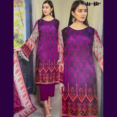 Khaadi 3 Pcs Unstitched Printed Lawn Grape Purple