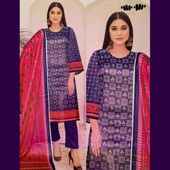 Khaadi 3 Pcs Unstitched Printed Lawn Purple and Red