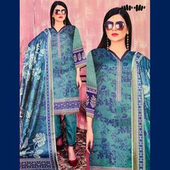 Khaadi 3 Pcs Unstitched Printed Lawn Teal Blue