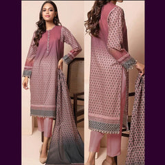 Khaadi 3 Pcs Unstitched Printed Wool Suit Grape Purple