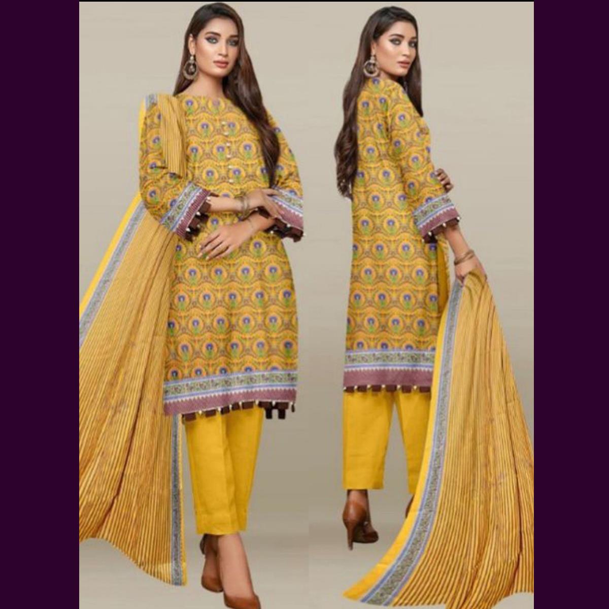 Khaadi 3 Pcs Unstitched Printed Wool Suit Yellow