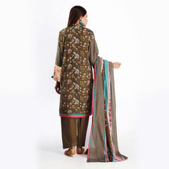 Khaadi Embroidered 3 Pcs Suit Brown