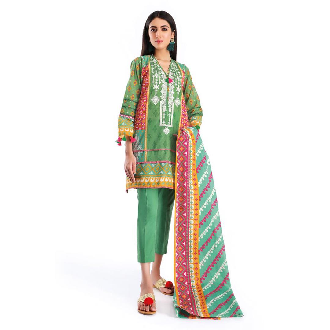 Khaadi Embroidered 3 Pcs Suit Green