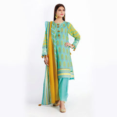 Khaadi Embroidered 3 Pcs Suit Turquoise