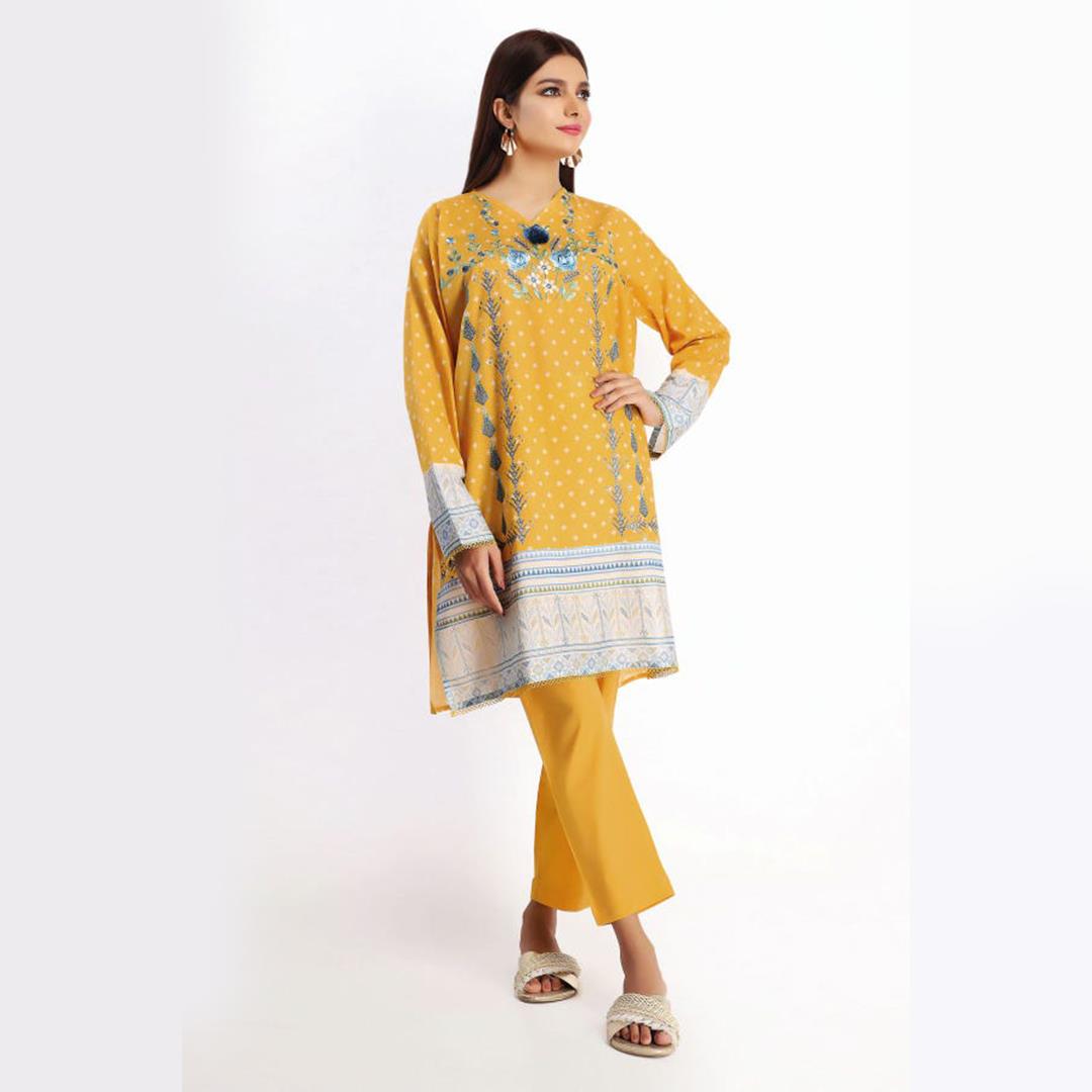 Khaadi Embroidered Kameez Pants Mustard