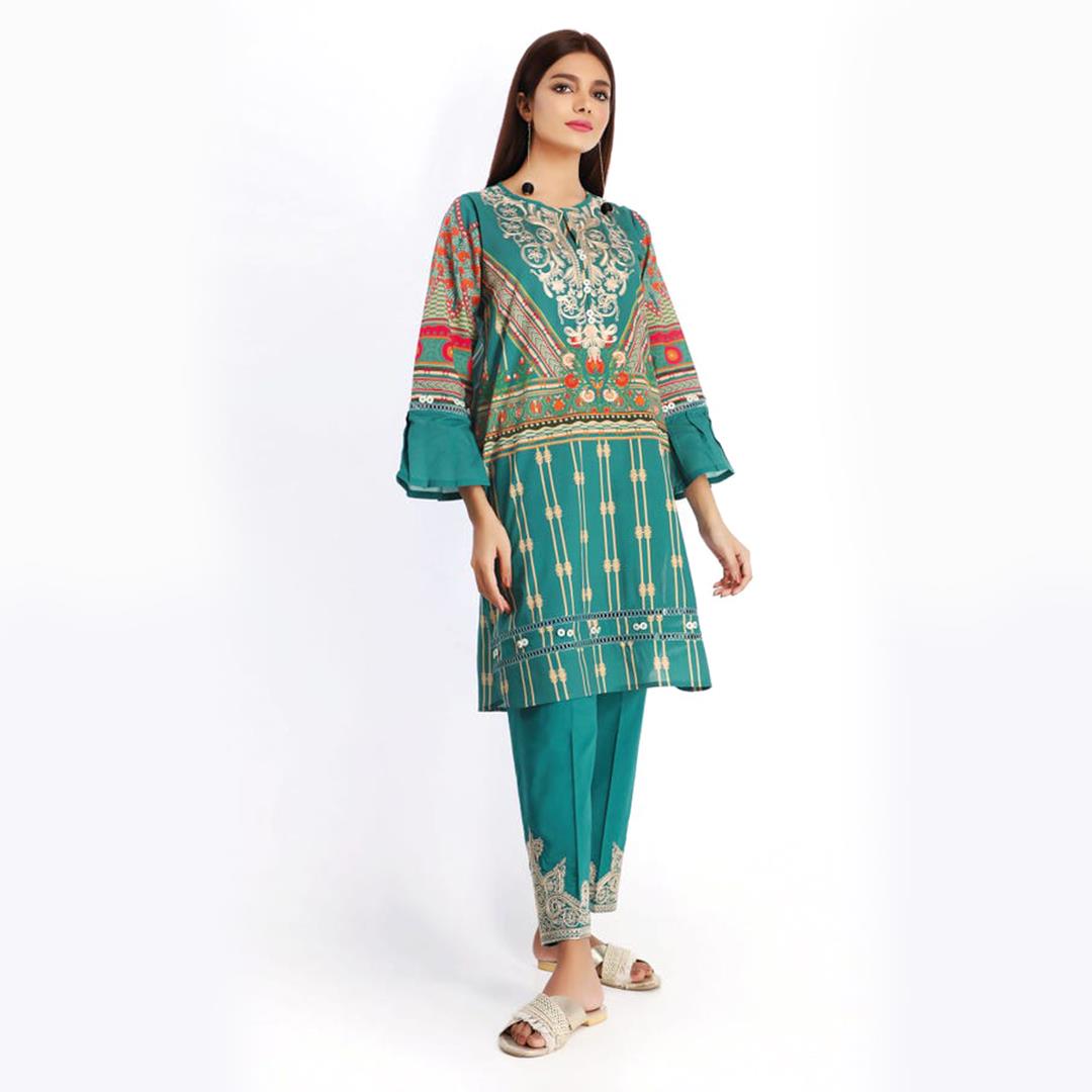 Khaadi Embroidered Kameez Pants Teal