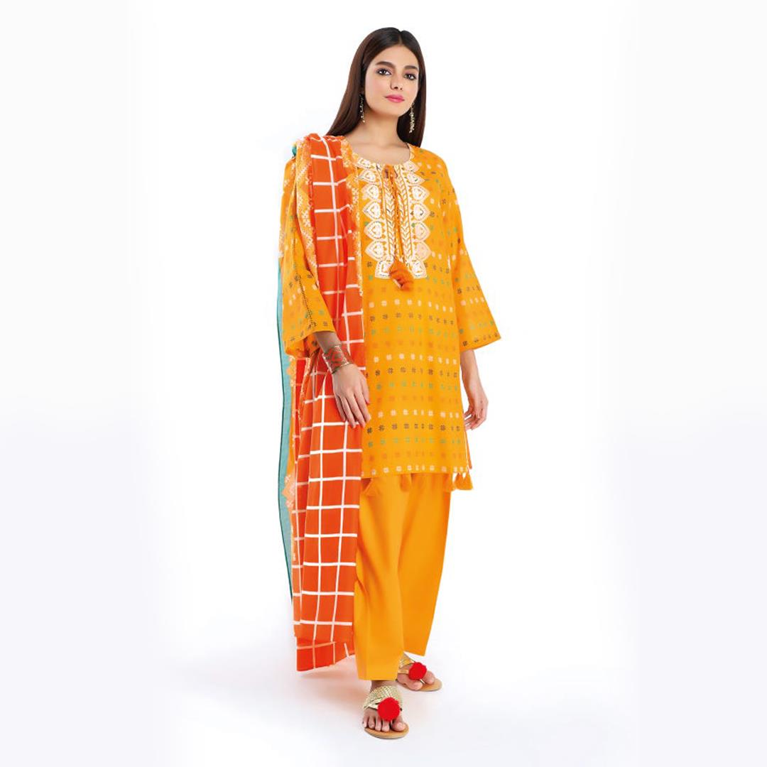 Khaadi Embroidered 3 Pcs Suit Yellow