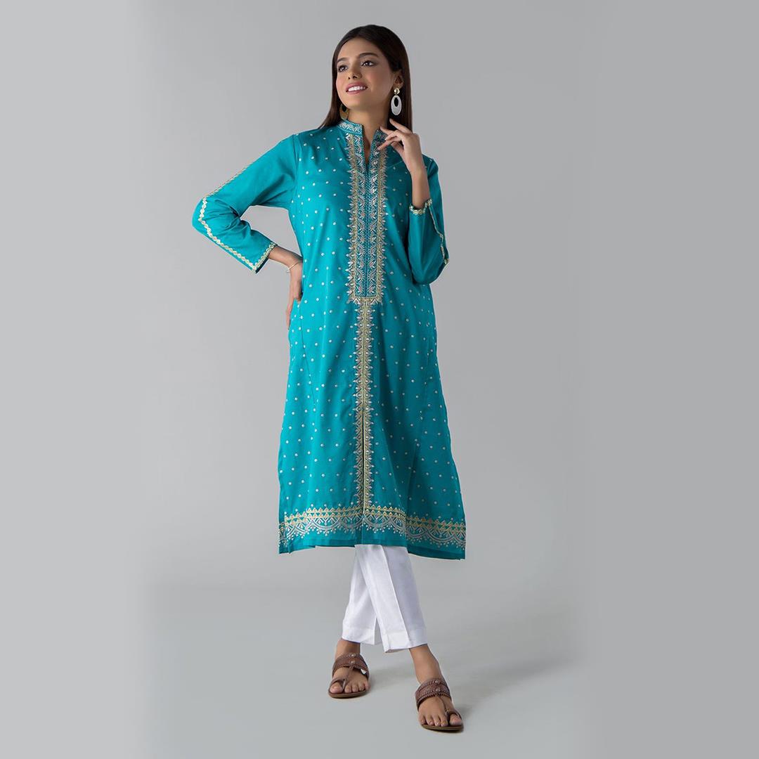 Khaadi Embroidered Kurta Blue