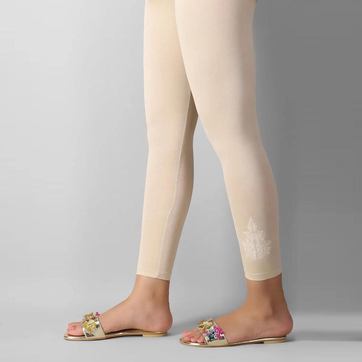 Khaadi Embroidered Tights Beige