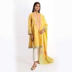 Khaadi Jacquard Embroidered Kameez Dupatta Yellow