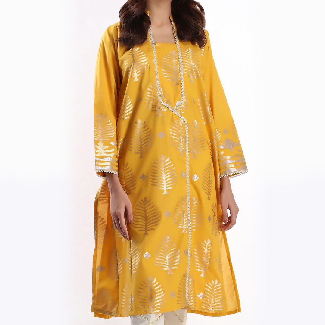 Khaadi Jacquard Kurta Mustard