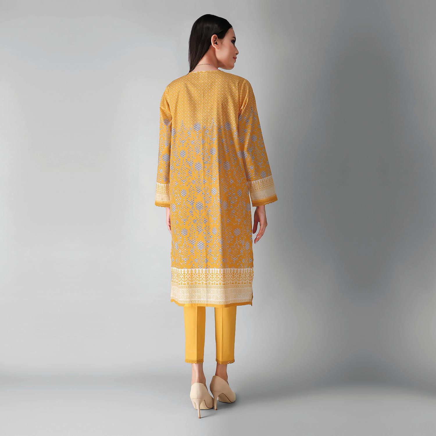 Khaadi Printed 2 Pcs Lawn Suit Butter Yellow