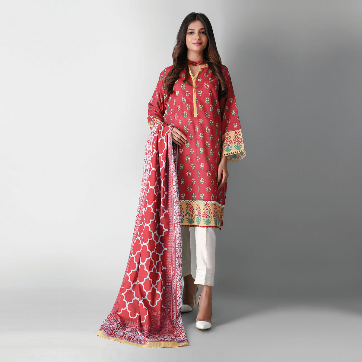 Khaadi Printed 2 Pcs Lawn Suit Red