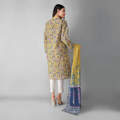 Khaadi Printed 2 Pcs Lawn Suit Yellow Blue