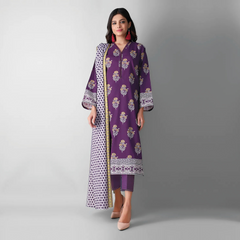 Khaadi Printed 3 Pcs Lawn Suit Purple