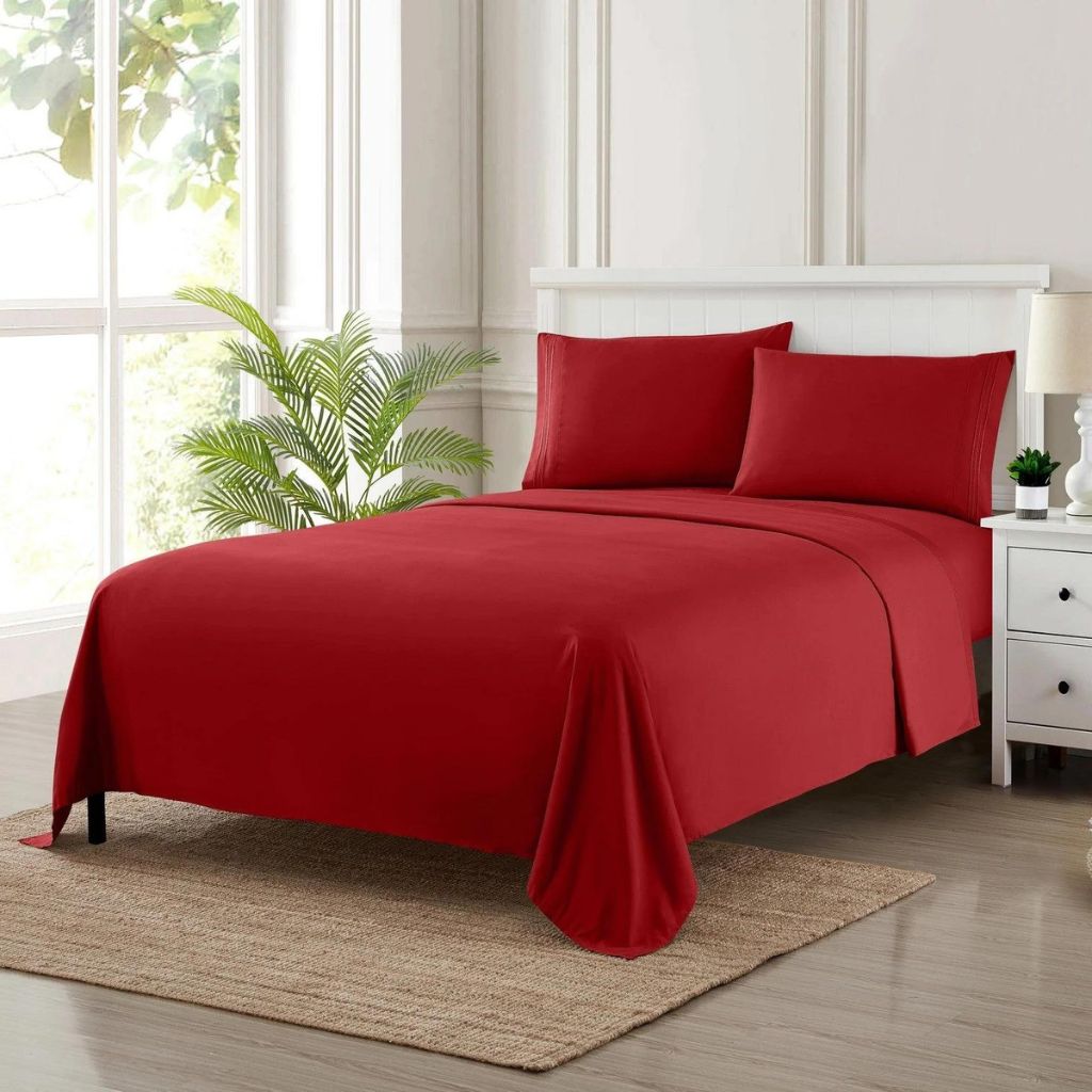 King Size 5 Pcs Bedding Set Red