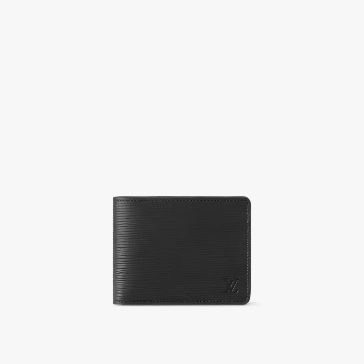 LV Leather Bifold Men Wallet Black Textured (Made In Italy)