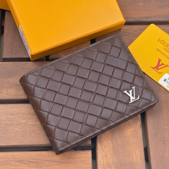 LV Leather Bifold Men Wallet Brown Textured (Made In Italy)