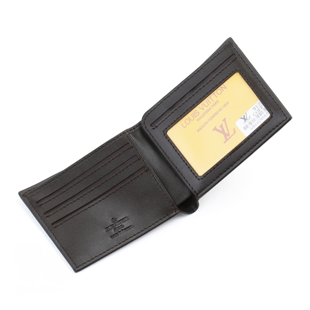 LV Leather Bifold Men Wallet Brown ( Made in Italy )