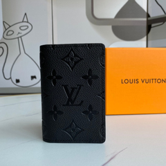 LV Leather Card Holder Black ( Made in Italy)