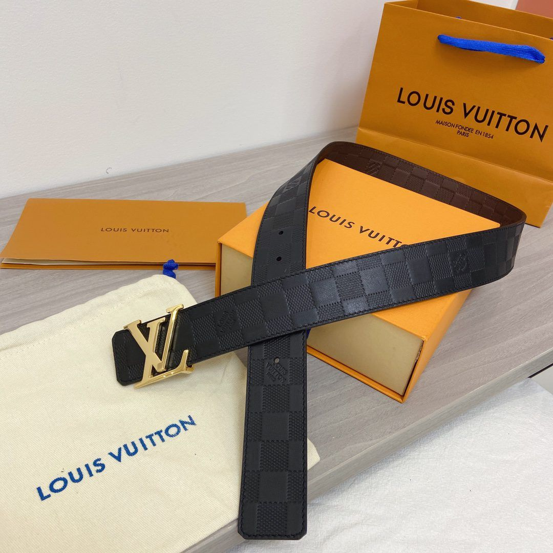 LV Premium Leather Belt Golden