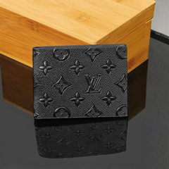 LV Premium Leather Bifold Men Wallet Black ( Made in Italy )