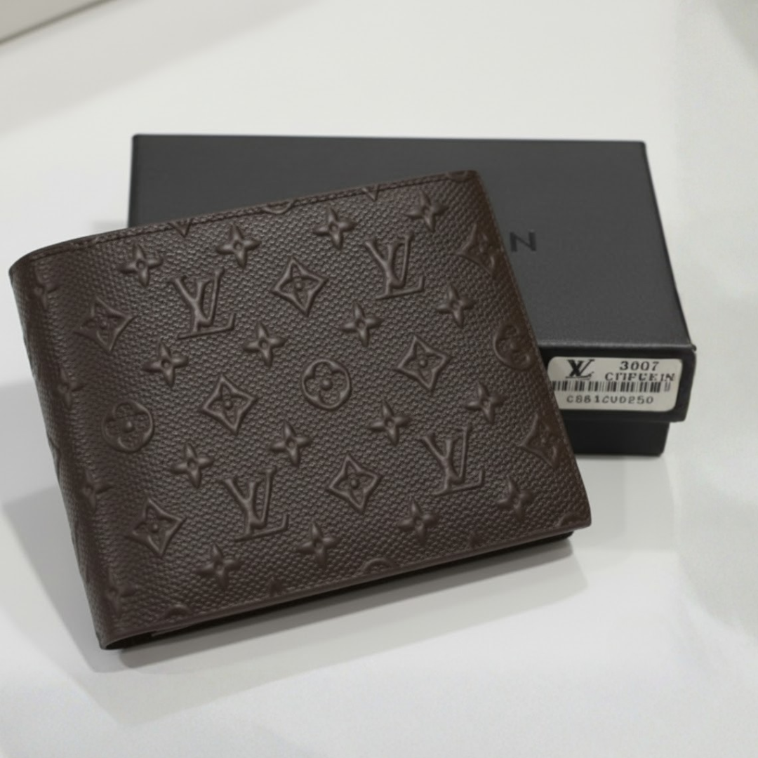LV Premium Leather Bifold Men Wallet Brown ( Made in Italy )