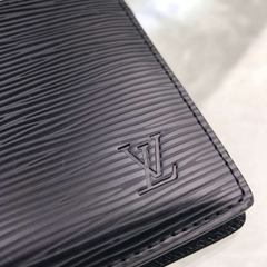 LV Premium Leather Bifold Men Wallet Black Textured (Made In Italy)