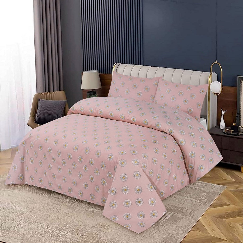 Laconic 3 Pcs Bedding Set Floral Pink