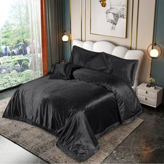 Lagoon 5 Pcs Velvet Embossed Charcoal Bedding Set