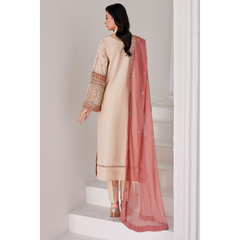 Laila Unstitched Embroided Lawn Suit Brown