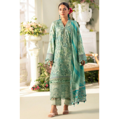 Laila Unstitched Embroided Lawn Suit Sea Green