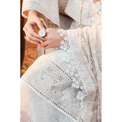 Laila Unstitched Embroided Lawn Suit Peach
