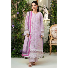 Laila Unstitched Embroided Lawn Suit Purple