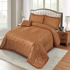 Languor 5 Pcs Palachi Bed Sheet Set Gold Brown