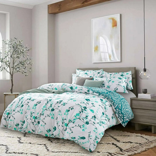 Leaf Green 3 Pcs Bedding Set White 1024