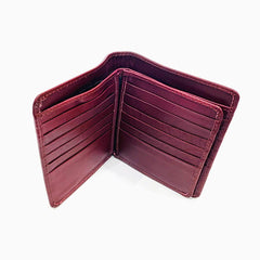 Leather Billfold Card Holder Wallet Maroon